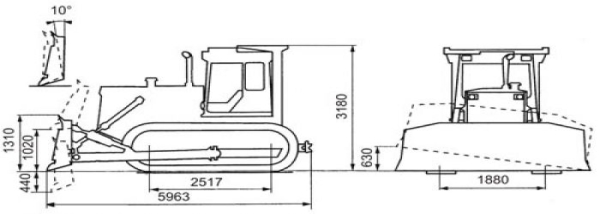 Параметры, габариты, характеристики бульдозера Т-130